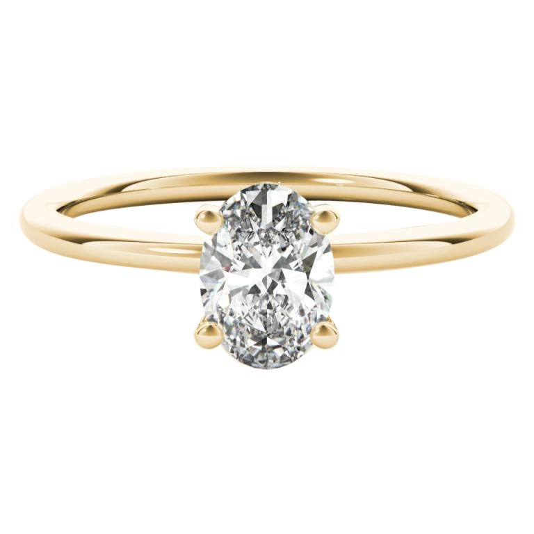 Bague en or jaune 18 carats certifiée GIA, solitaire ovale de 1,01 carat à quatre branches