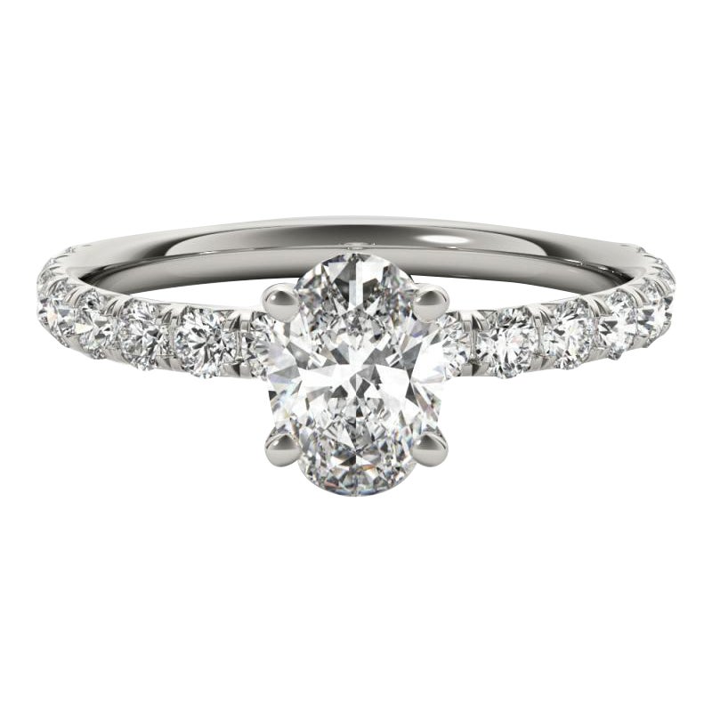 GIA Certified 1.01 Carat Oval Solitaire & Pave  Diamond Ring
