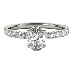 GIA Certified 1.01 Carat Oval Solitaire & Pave  Diamond Ring