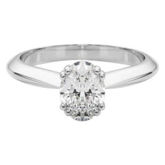 GIA Certified 1.01 Carat Oval Solitaire Tulip Cathedral Diamond Ring