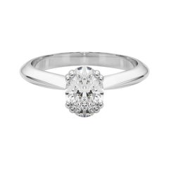 GIA Certified 1.01 Carat Oval Solitaire Tulip Cathedral Diamond Ring