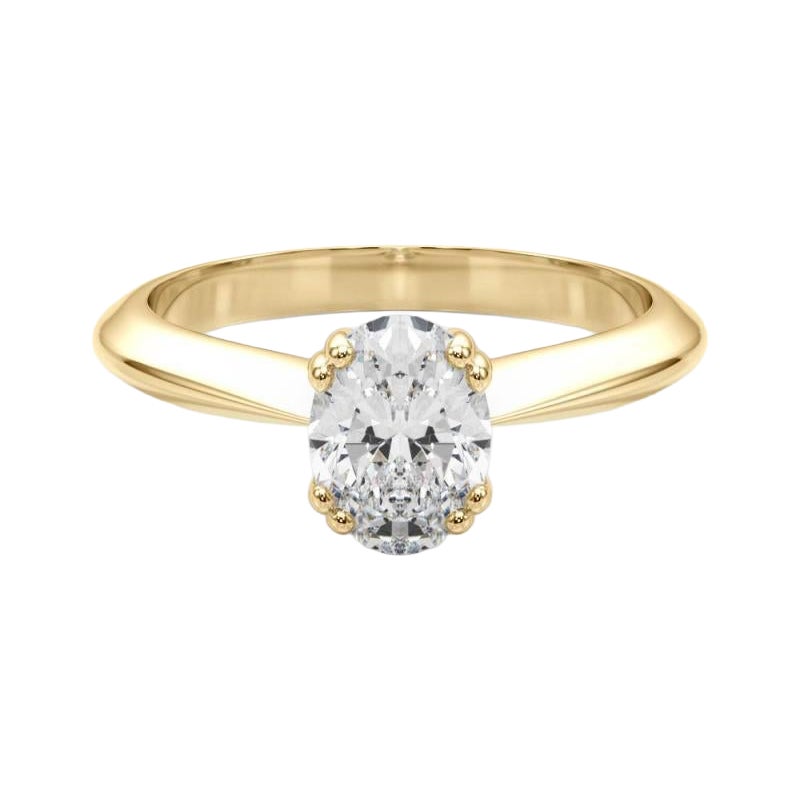 Bague diamant tulipe cathédrale solitaire ovale de 1.01 carats certifiée GIA
