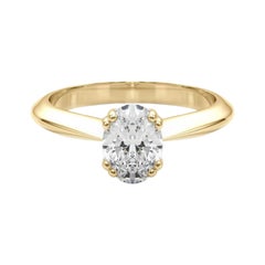 GIA Certified 1.01 Carat Oval Solitaire Tulip Cathedral Diamond Ring
