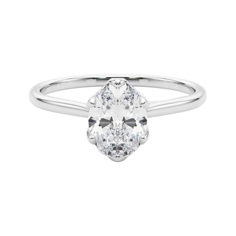 GIA Certified 1,01 Carat Oval Tulip Solitaire Cathedral Platinum Diamond Ring