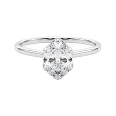 GIA Certified 1,01 Carat Oval Tulip Solitaire Cathedral Platinum Diamond Ring