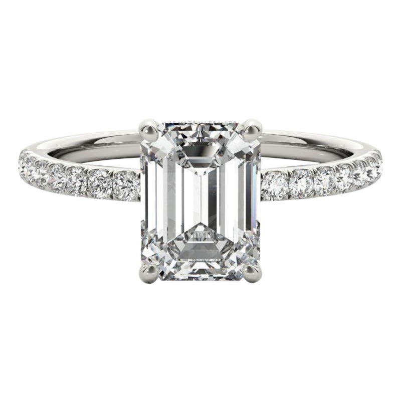 GIA Certified 1.01 Carat Pave Hidden Halo Emerald 18K White Gold Diamond Ring