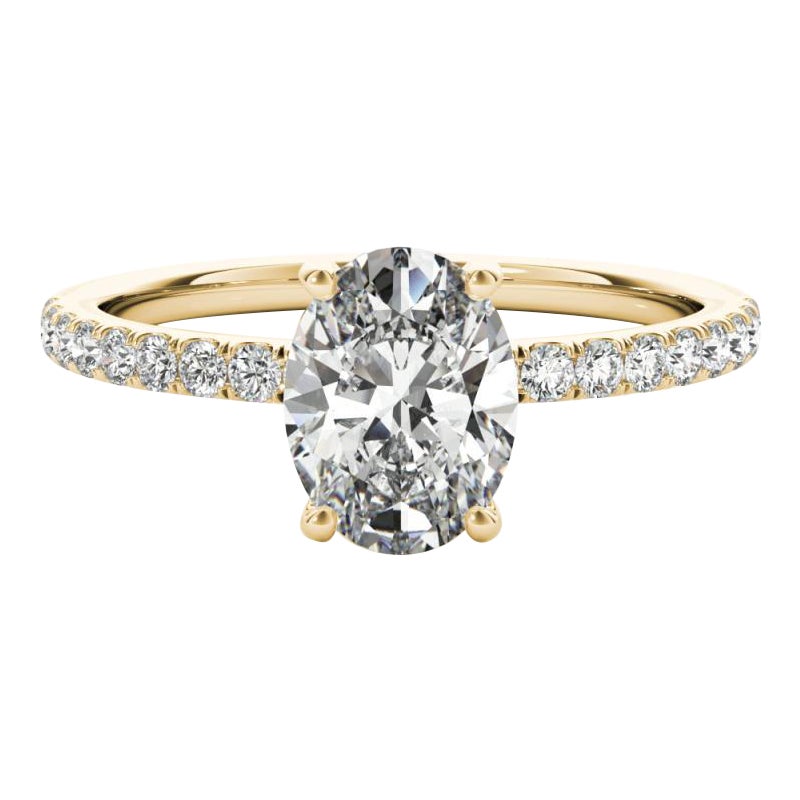 Bague en or jaune 18K certifiée GIA 1.01 carat Pave Hidden Halo Oval Diamond Ring