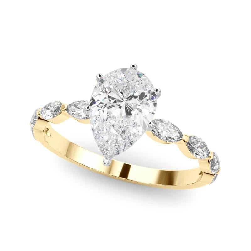 Taille poire GIA Certified 1.01 Carat Pear Diamond Band Solitaire Diamond Ring en vente