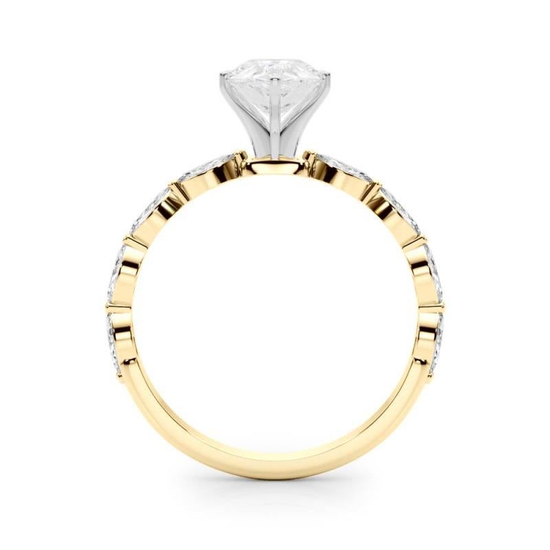 GIA Certified 1.01 Carat Pear Diamond Band Solitaire Diamond Ring Neuf - En vente à New York, NY