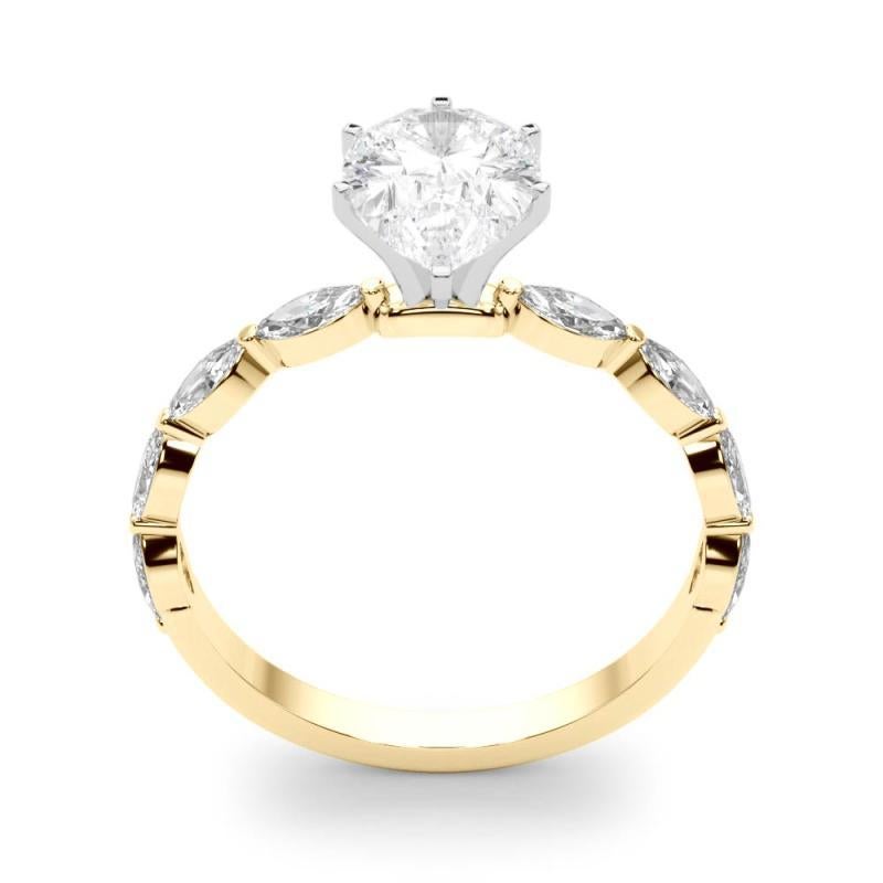 GIA Certified 1.01 Carat Pear Diamond Band Solitaire Diamond Ring Pour femmes en vente