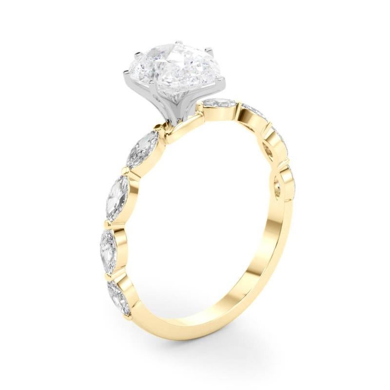 GIA Certified 1.01 Carat Pear Diamond Band Solitaire Diamond Ring en vente 1