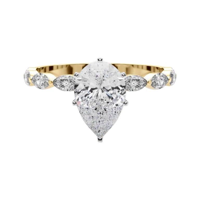 Anello con diamante solitario a fascia con diamante a pera da 1.01 carati certificato GIA