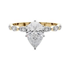 Anello con diamante solitario a fascia con diamante a pera da 1.01 carati certificato GIA