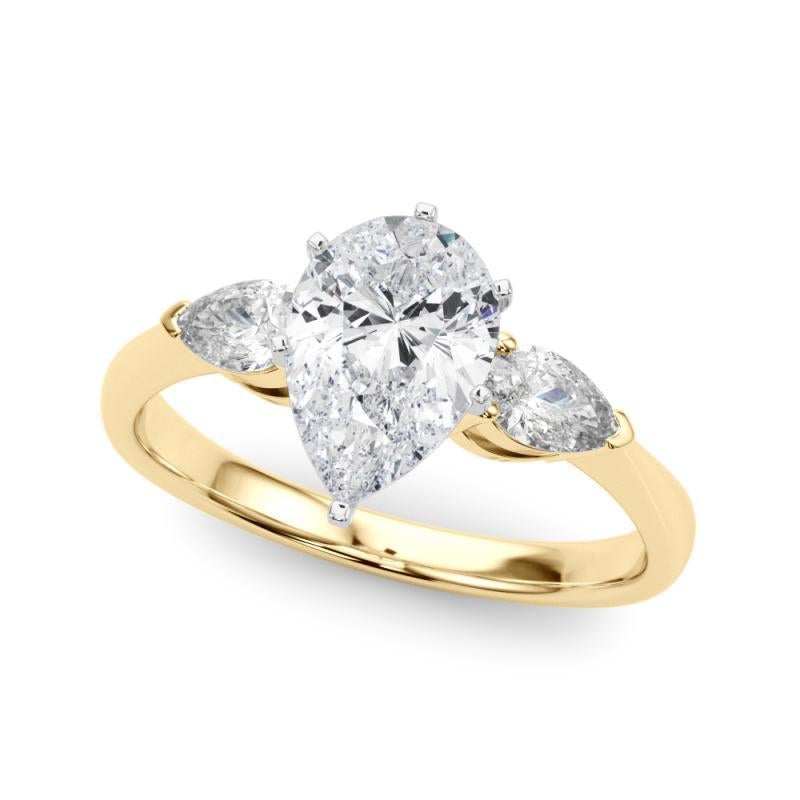 Taglio a goccia GIA Certified 1.01 Carat Pear East-West Three-Stone Diamond Ring in vendita