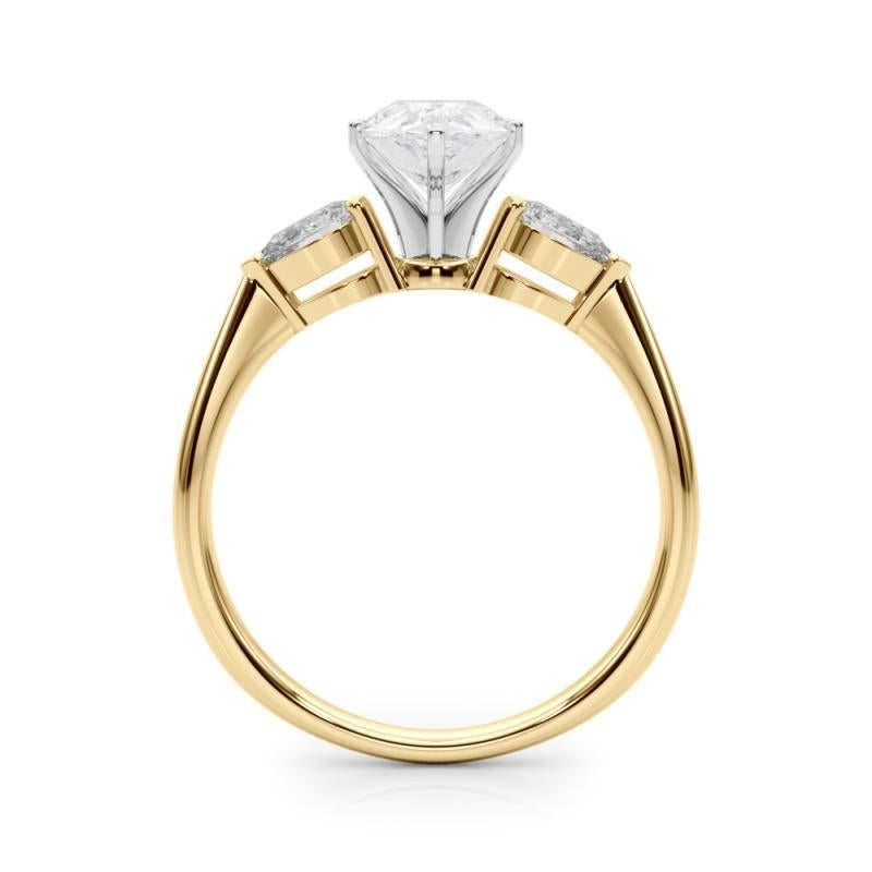 GIA Certified 1.01 Carat Pear East-West Three-Stone Diamond Ring In condizioni Nuovo in vendita a New York, NY