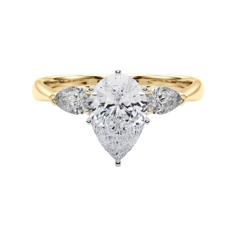 GIA Certified 1.01 Carat Pear East-West Three-Stone Diamond Ring