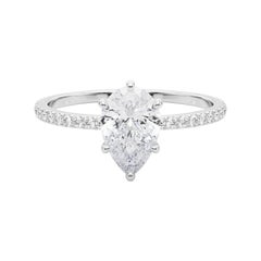 GIA Certified 1.01 Carat Pear Hidden Halo Pave Band Diamond Ring