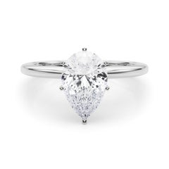 GIA Certified 1.01 Carat Pear Prong Set Solitaire Diamond Ring