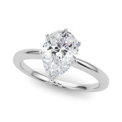 GIA Certified 1.01 Carat Pear Prong Set Solitaire Platinum Diamond Ring