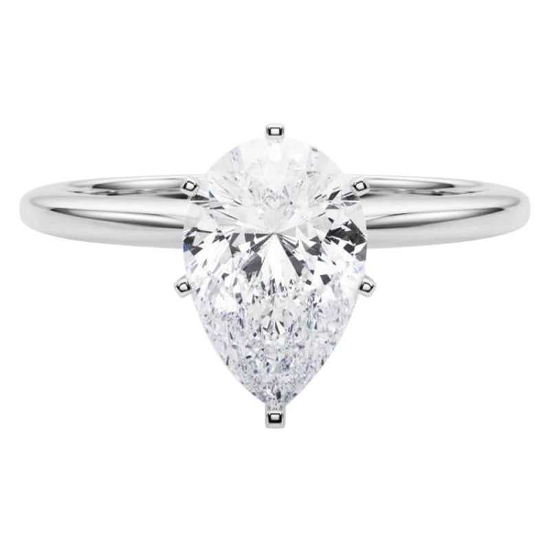 Anello con diamante solitario in platino certificato GIA da 1,01 carati con incastonatura a pera