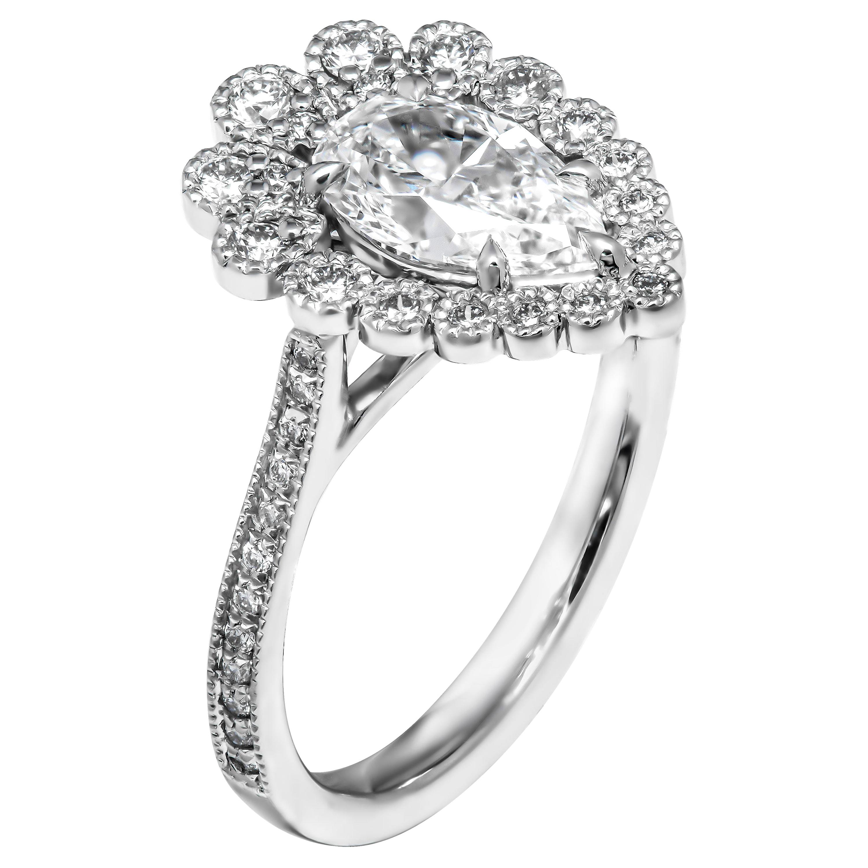 GIA Certified 1.01 Carat Pear Shape Diamond Engagement Ring