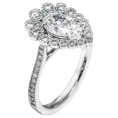 Bague de fiançailles avec diamant en forme de poire de 1,01 carat certifié par le GIA