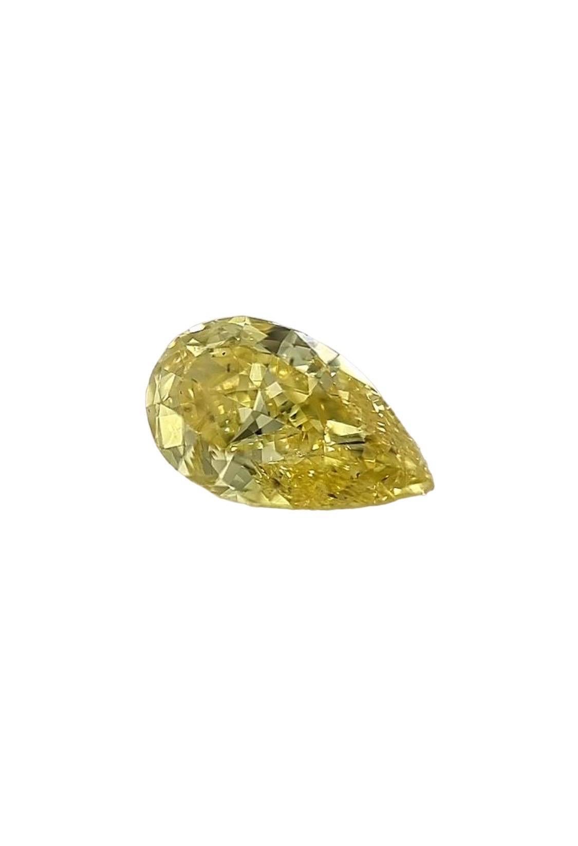 Modern GIA Certified  1.01 Carat Pear Shape Vivid Yellow Zimmi Loose Diamond For Sale