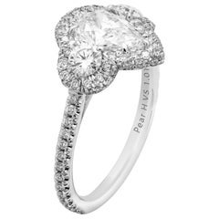 GIA Certified 1.01 Carat Pear Shaped Diamond Three-Stone Ring