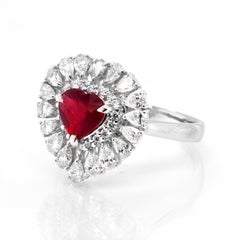 GIA Certified 1.01 Carat, Pigeon Blood Red, Burmese Ruby Ring Made in Platinum