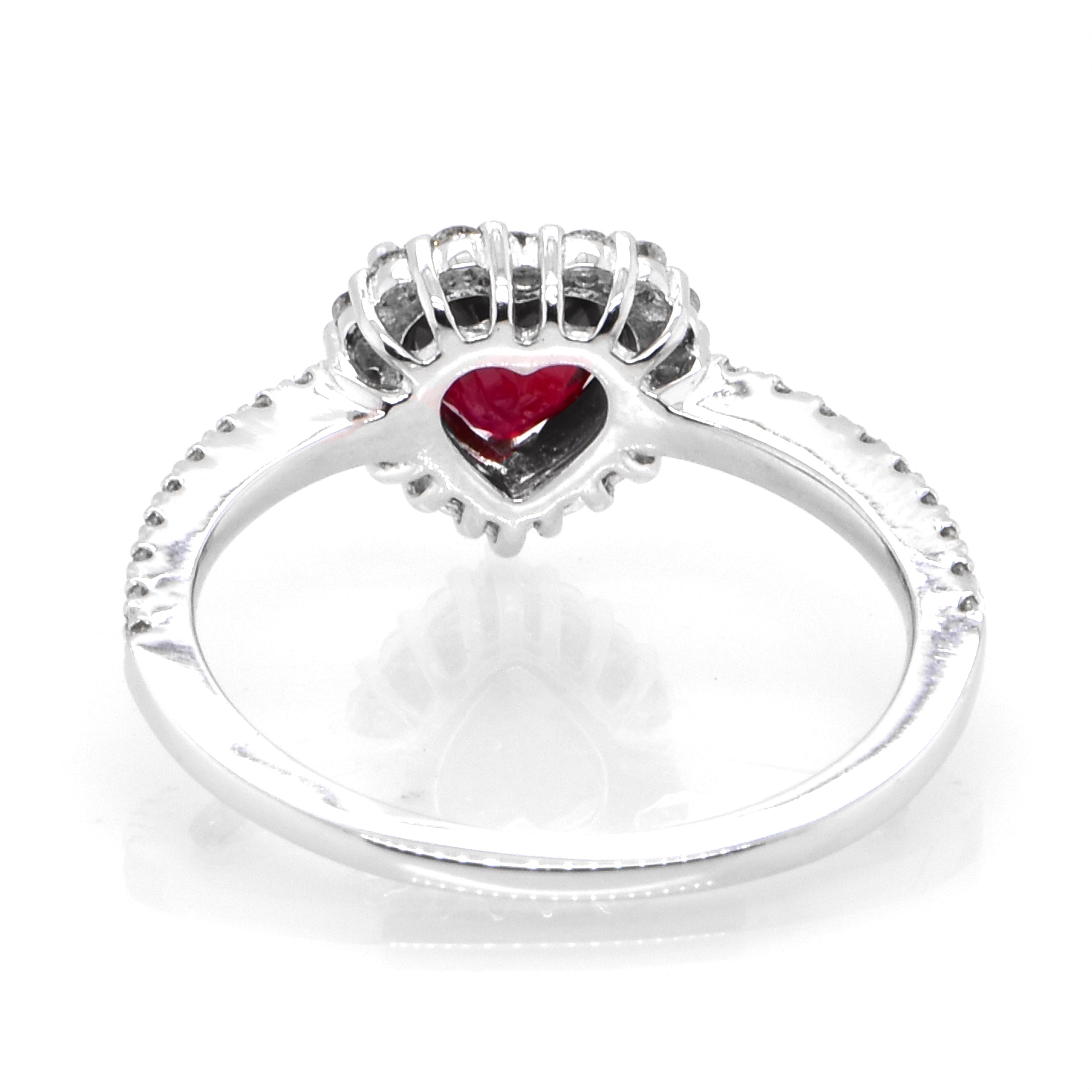 Women's GIA Certified 1.01 Carat, Pigeon Blood Red, Burmese Ruby Ring Made in Platinum For Sale