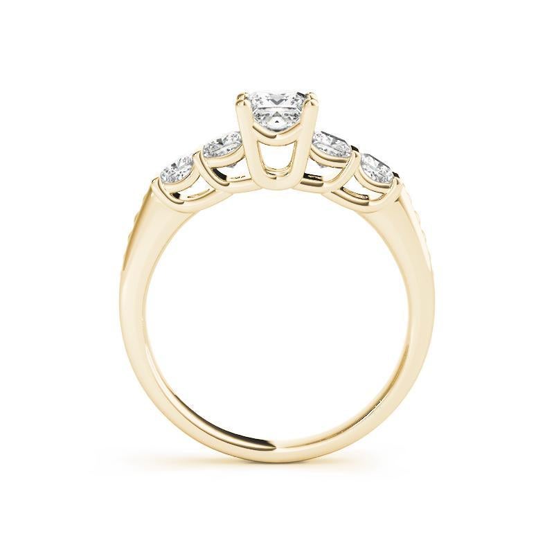 Taglio princess GIA Certified 1.01 Carat Princess 5-Stone Textured Band Diamond Ring in vendita