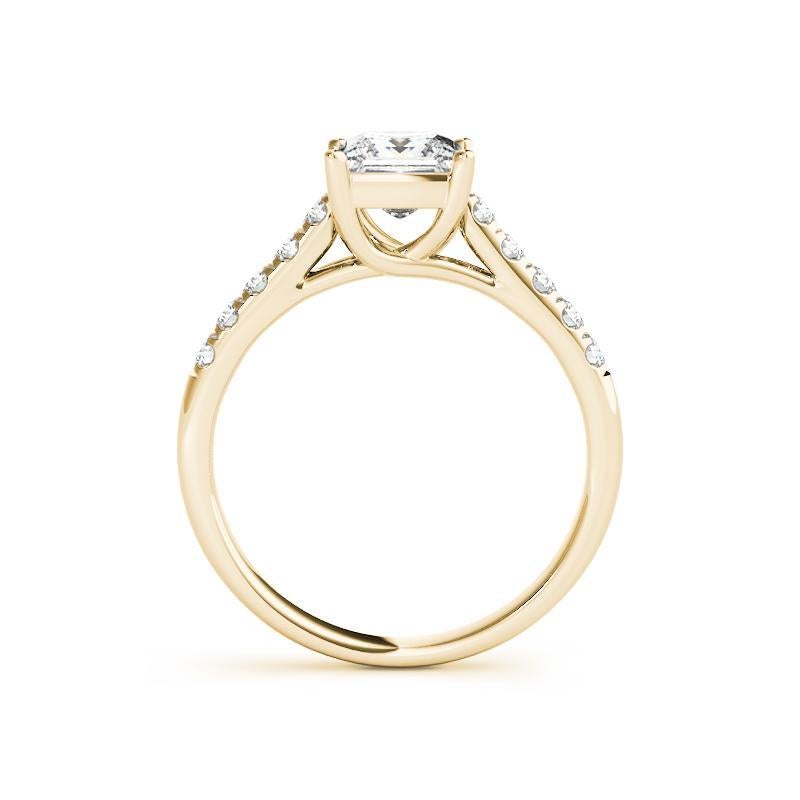 Taglio princess GIA Certified 1,01 Carat Princess Cathedral Trellis Yellow Gold Ring in vendita