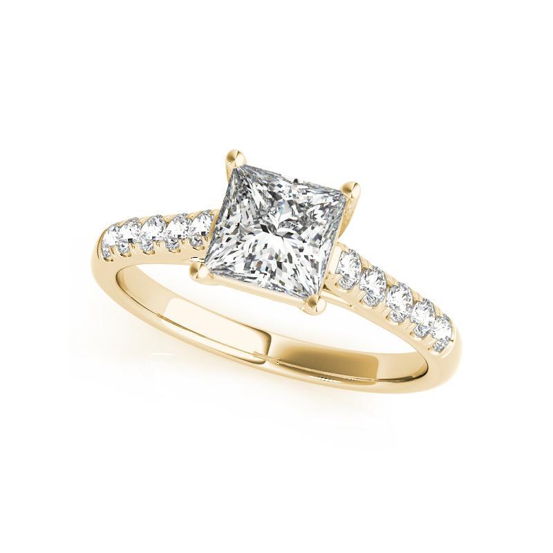 GIA zertifiziert 1,01 Karat Prinzessin Kathedrale Trellis Gelbgold Diamantring