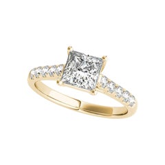 GIA Certified 1,01 Carat Princess Cathedral Trellis Yellow Gold Ring