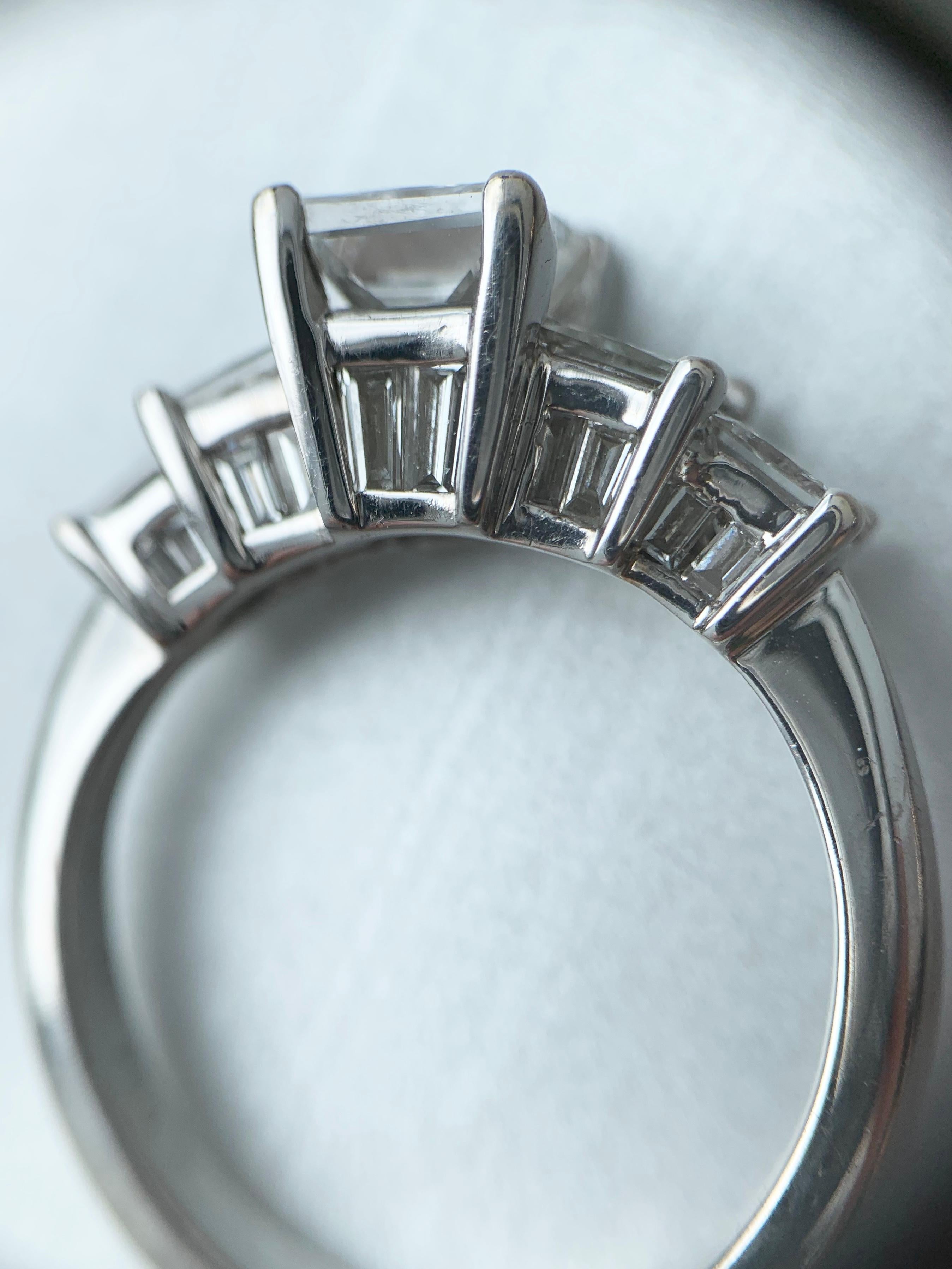 GIA Certified 1.01 Carat Princess Cut Diamond Graduated Diamond Engagement Ring For Sale 5