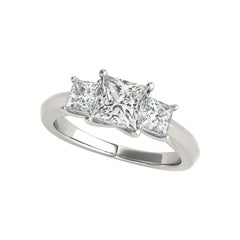 GIA-zertifizierter dreisteiniger klassischer Diamantring mit 1,01 Karat im Prinzessinnenschliff