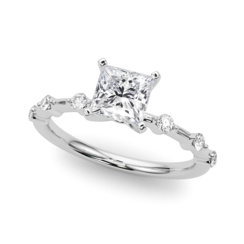 Anillo de diamantes en caña de bambú con diamante princesa de 1,01 quilates certificado por GIA Corte princesa en venta