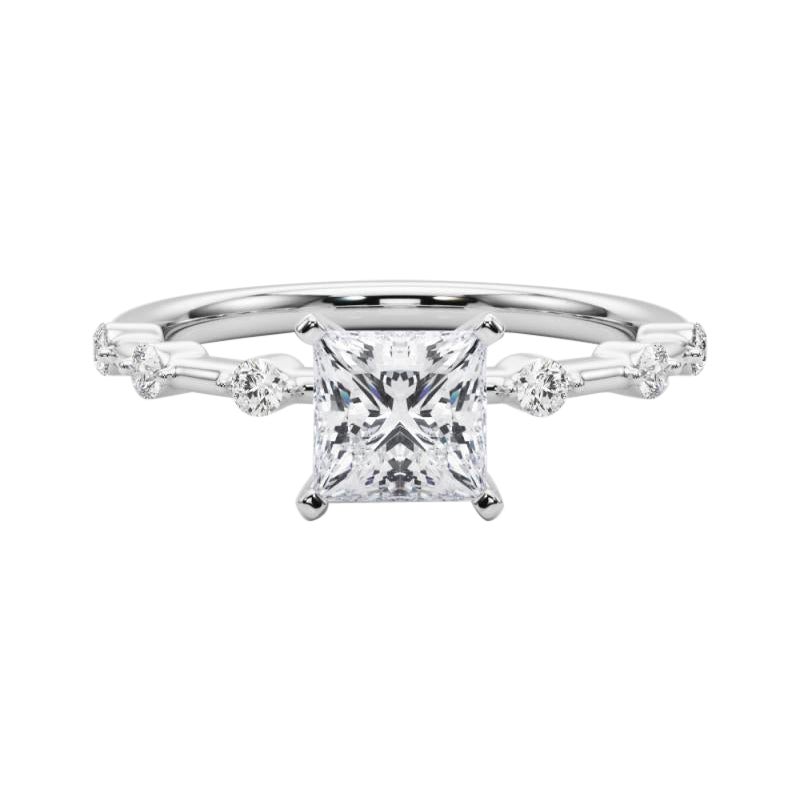 GIA Certified 1.01 Carat Princess Diamond Bamboo Shank Diamond Ring