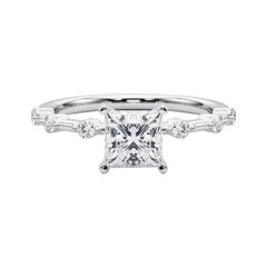 GIA Certified 1.01 Carat Princess Diamond Bamboo Shank Diamond Ring