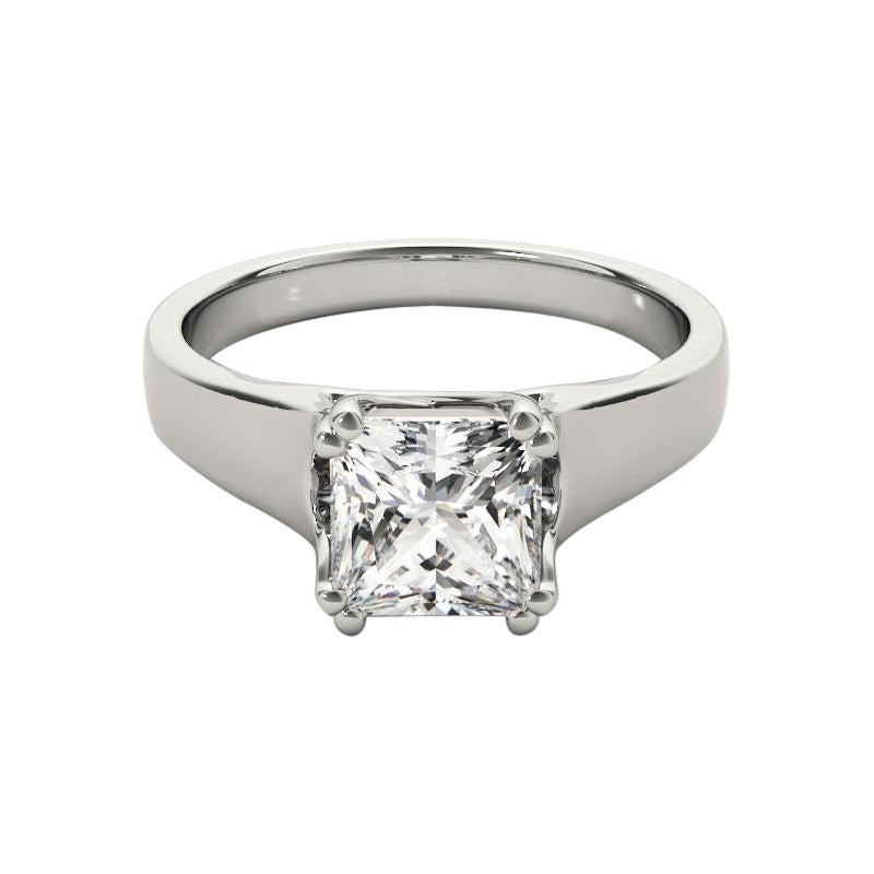 GIA Certified 1,01 Carat Princess Double Prong Trellis Diamond Ring