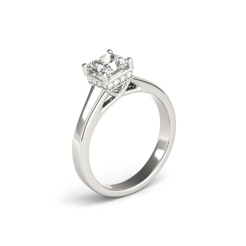 GIA zertifiziert 1,01 Karat Prinzessin versteckt Halo Trellis Platin Diamantring Damen im Angebot
