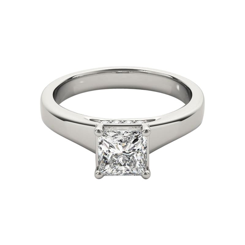 GIA Certified 1.01 Carat Princess Hidden Halo Trellis Platinum Diamond Ring