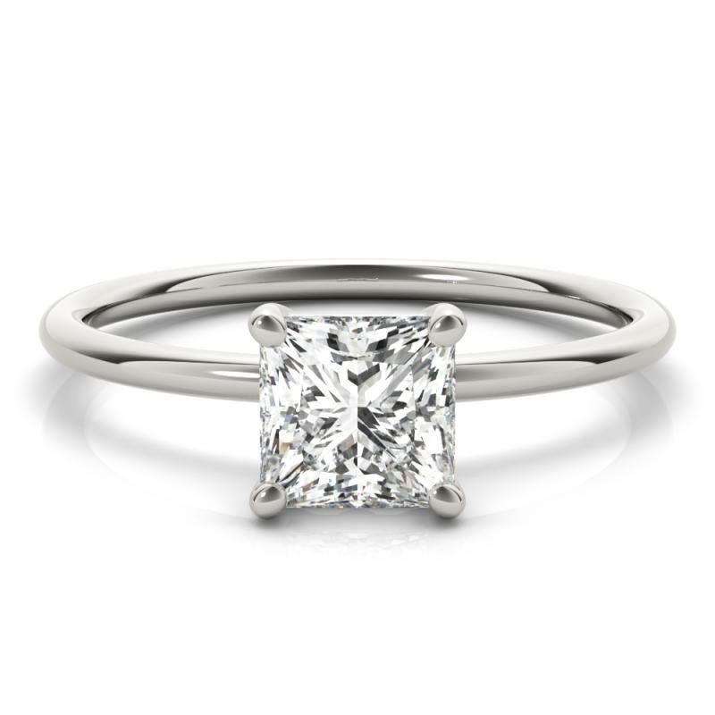Bague à diamant certifié GIA de 1,01 carat, solitaire princesse à quatre branches Pour femmes en vente