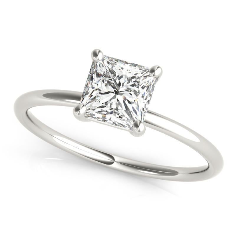 GIA-zertifizierter 1,01-Karat-Prinzessinnen-Solitär-Diamantring in Platin mit vier Zacken (Carréschliff) im Angebot