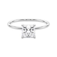 GIA-zertifizierter 1,01-Karat-Prinzessinnen-Solitär-Diamantring in Platin mit vier Zacken