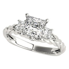 GIA Certified 1.01 Carat Princess Three-Stone Braided Diamond Ring (Bague tressée à trois pierres)