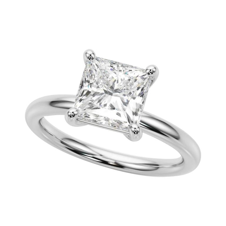 Anello con diamante solitario principessa da 1,01 carati certificato GIA con incastonatura a forcella