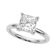 Anello con diamante solitario principessa da 1,01 carati certificato GIA con incastonatura a forcella