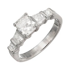 GIA Certified 1.01 Carat Radiant Cut Diamond Platinum Engagement Ring