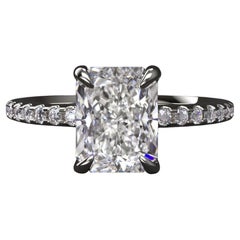 GIA Certified 1.01 Carat Radiant Cut Diamond Platinum Engagement Ring